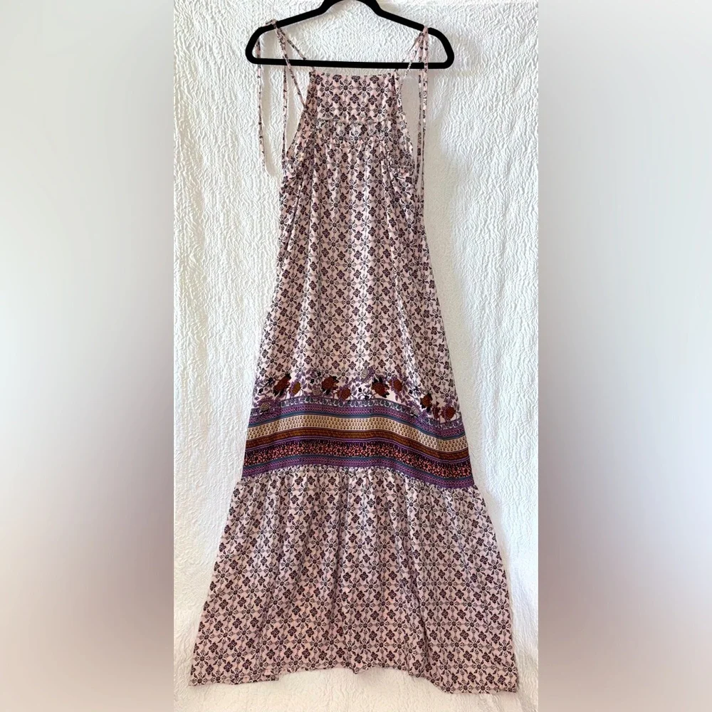 Living Doll Los Angeles Floral Halter Spaghetti Strap Maxi Dress - Picture 4 of 9